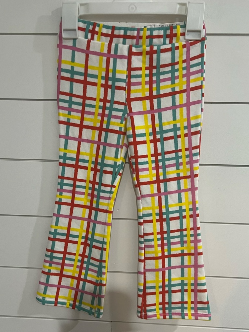 Epic Threads White Plaid Kids Casual Pants with Red, Yellow, Pink, Green Stripes